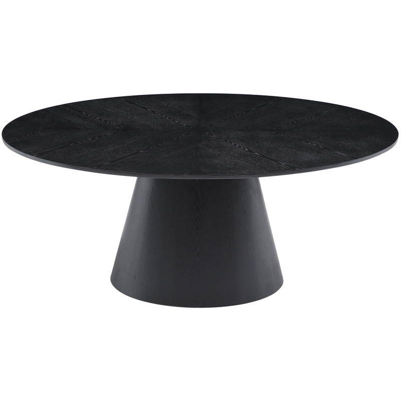 Maklaine Contemporary Black Oval Oak Wood Veneer Dining Table