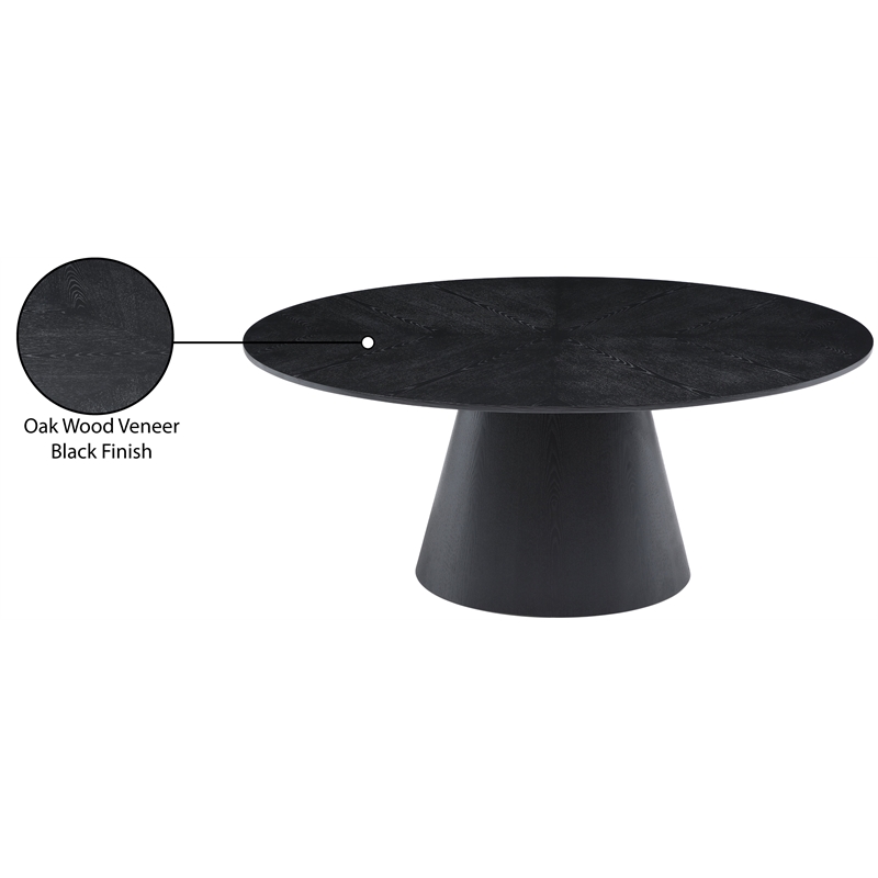 Maklaine Contemporary Black Oval Oak Wood Veneer Dining Table
