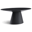 Maklaine Contemporary Black Oval Oak Wood Veneer Dining Table