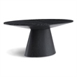 Maklaine Contemporary Black Oval Oak Wood Veneer Dining Table