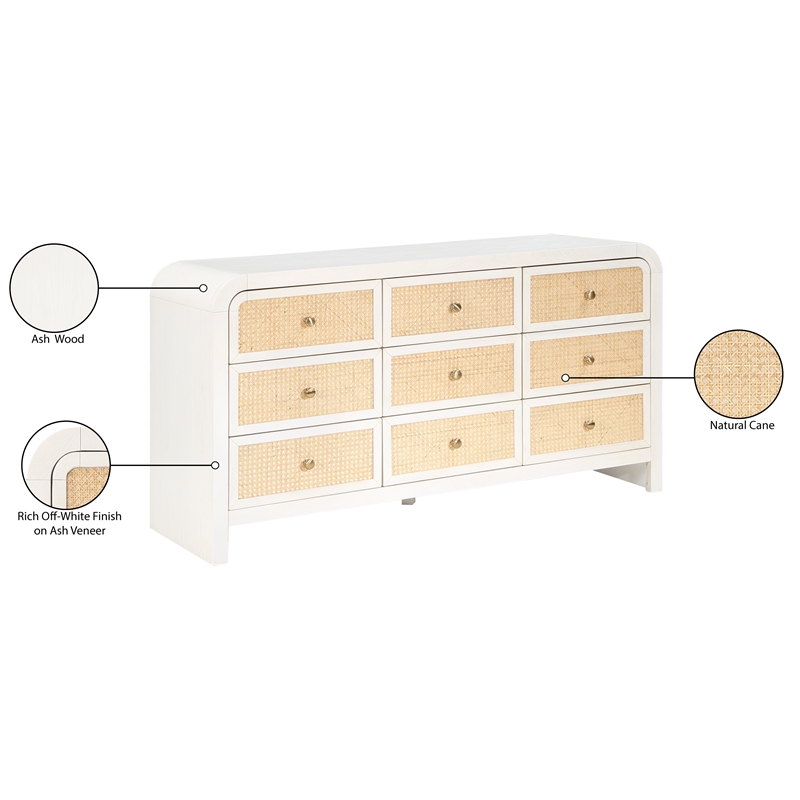Maklaine Ash Wood White Dresser Rectangular Mid-Century 60