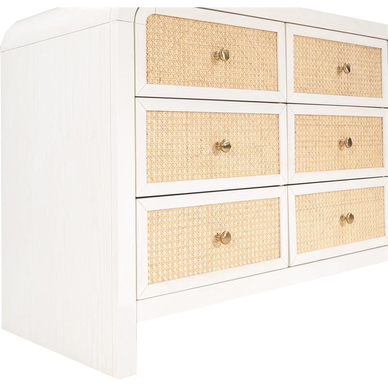 Maklaine Ash Wood White Dresser Rectangular Mid-Century 60