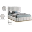 Maklaine Contemporary Rich Cream Linen Textured Fabric King Bed
