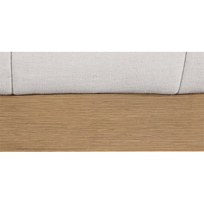 Maklaine Contemporary Rich Cream Linen Textured Fabric King Bed