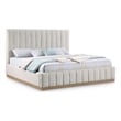 Maklaine Contemporary Rich Cream Linen Textured Fabric King Bed