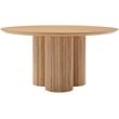 Maklaine Contemporary Natural Oak Veneer Solid Wood Fluted Base Dining Table