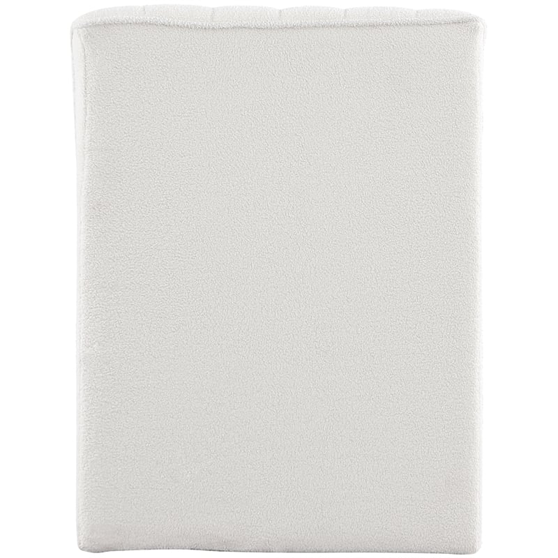 Maklaine Contemporary Soft Cream Teddy Fabric Deep Channel Tufting Chaise
