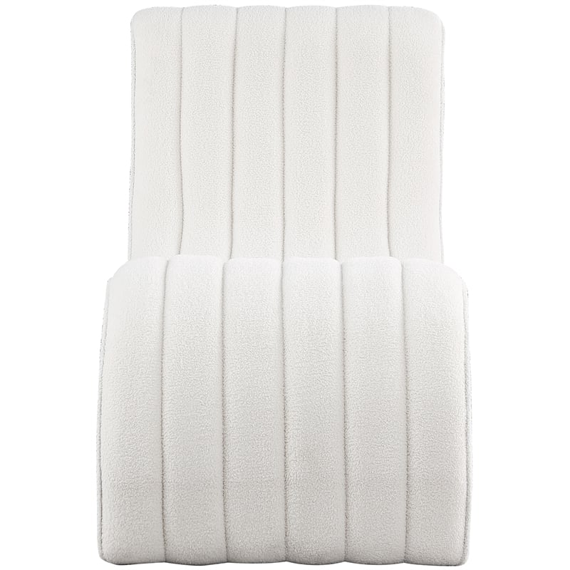 Maklaine Contemporary Soft Cream Teddy Fabric Deep Channel Tufting Chaise