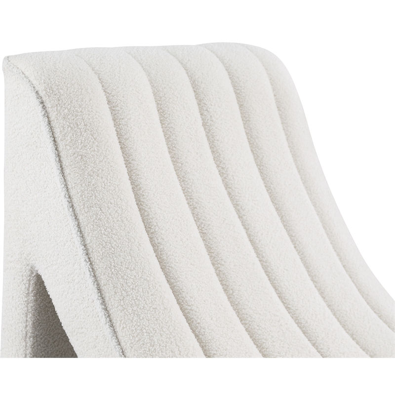 Maklaine Contemporary Soft Cream Teddy Fabric Deep Channel Tufting Chaise