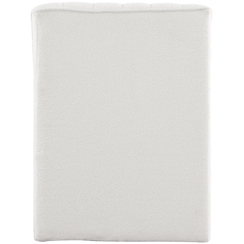 Maklaine Contemporary Soft Cream Teddy Fabric Deep Channel Tufting Chaise
