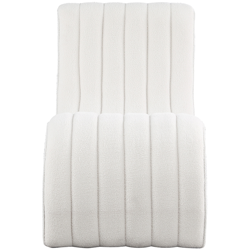 Maklaine Contemporary Soft Cream Teddy Fabric Deep Channel Tufting Chaise
