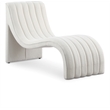 Maklaine Contemporary Soft Cream Teddy Fabric Deep Channel Tufting Chaise