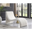 Maklaine Contemporary Soft Cream Teddy Fabric Deep Channel Tufting Chaise