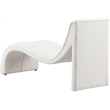 Maklaine Contemporary Soft Cream Teddy Fabric Deep Channel Tufting Chaise