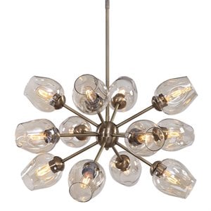 Maklaine 12-Light Steel and Glass Sputnik Chandelier in Antique Brass