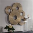 Maklaine Contemporary Iron Metal Rings Wall Decor in Soft Gold