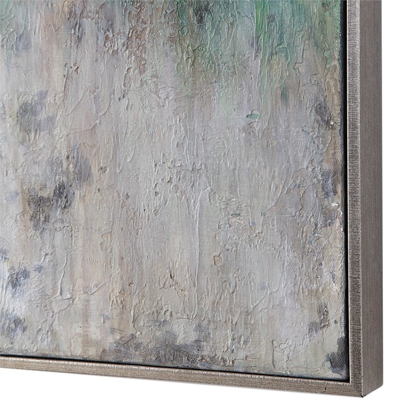 Maklaine Tidal Wave Coastal Firwood Canvas Abstract Hand Painted Art in Green