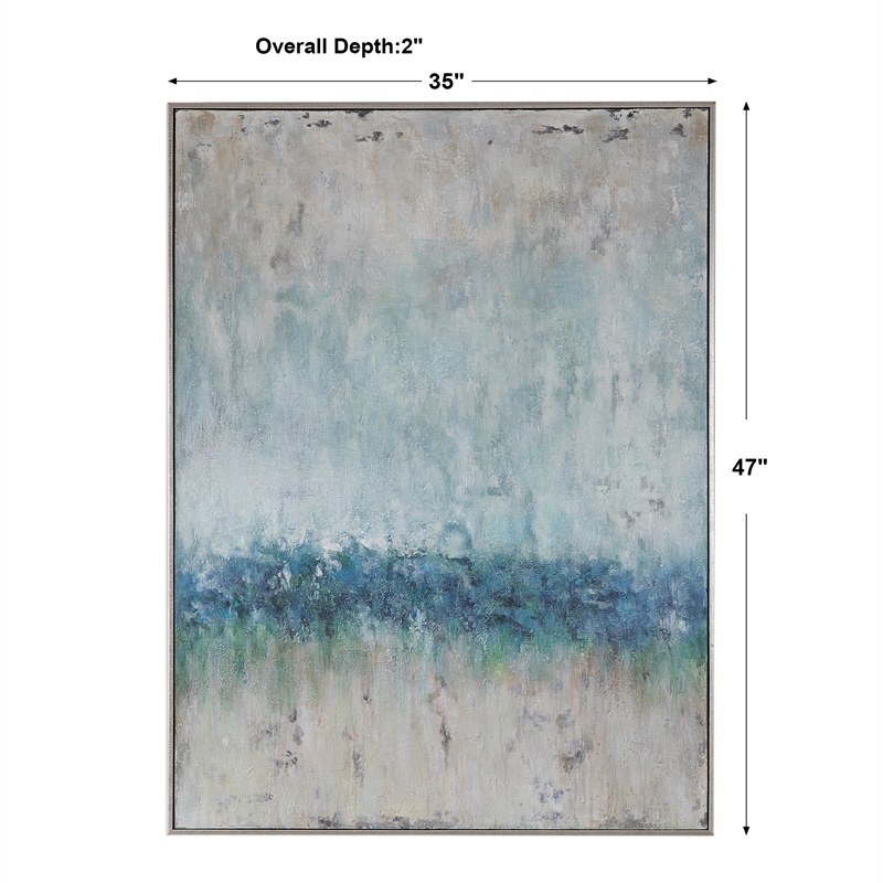 Maklaine Tidal Wave Coastal Firwood Canvas Abstract Hand Painted Art in Green