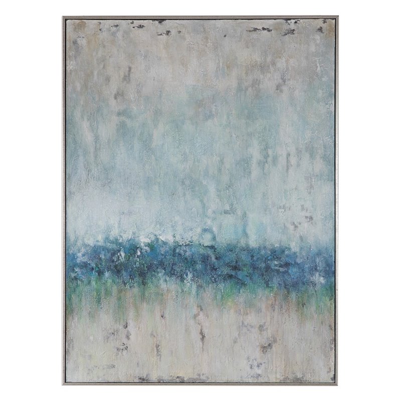 Maklaine Tidal Wave Coastal Firwood Canvas Abstract Hand Painted Art in Green