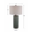 Maklaine Contemporary Ceramic and Metal Crackled Table Lamp in Aqua Blue