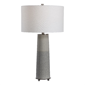maklaine contemporary ceramic and iron glaze table lamp in gray