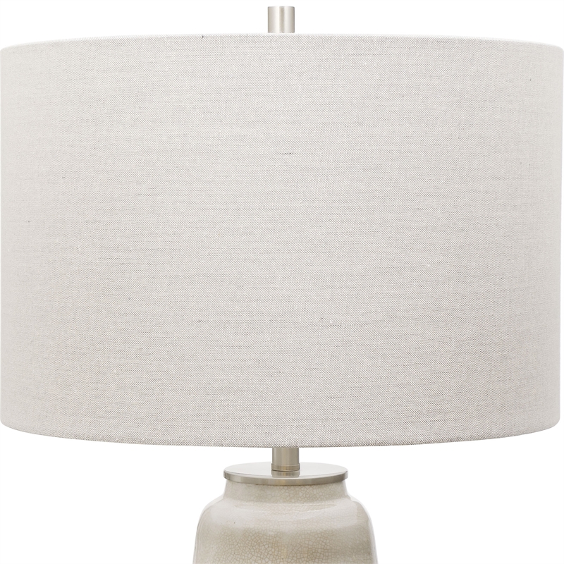 Maklaine Contemporary Transitional Ceramic and Steel Table Lamp in White