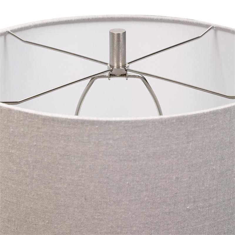 Maklaine Contemporary Transitional Ceramic and Steel Table Lamp in White
