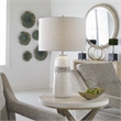 Maklaine Contemporary Transitional Ceramic and Steel Table Lamp in White