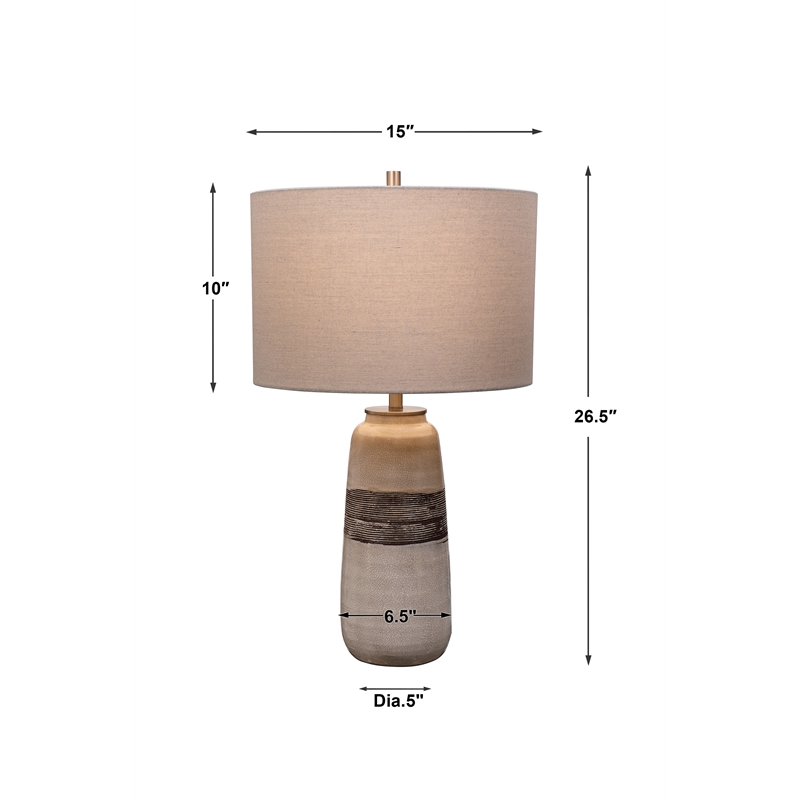 Maklaine Contemporary Transitional Ceramic and Steel Table Lamp in White