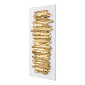 Maklaine Contemporary Iron Metal Wall Decor in Antique Gold/White