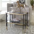 Maklaine Contemporary Iron Metal and Glass Side Table in Matte Black