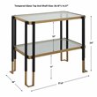 Maklaine Contemporary Iron Metal and Glass Side Table in Matte Black