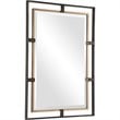 Maklaine Contemporary Rectangle Iron Metal and MDF Mirror in Gold/Bronze