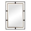 Maklaine Contemporary Rectangle Iron Metal and MDF Mirror in Gold/Bronze