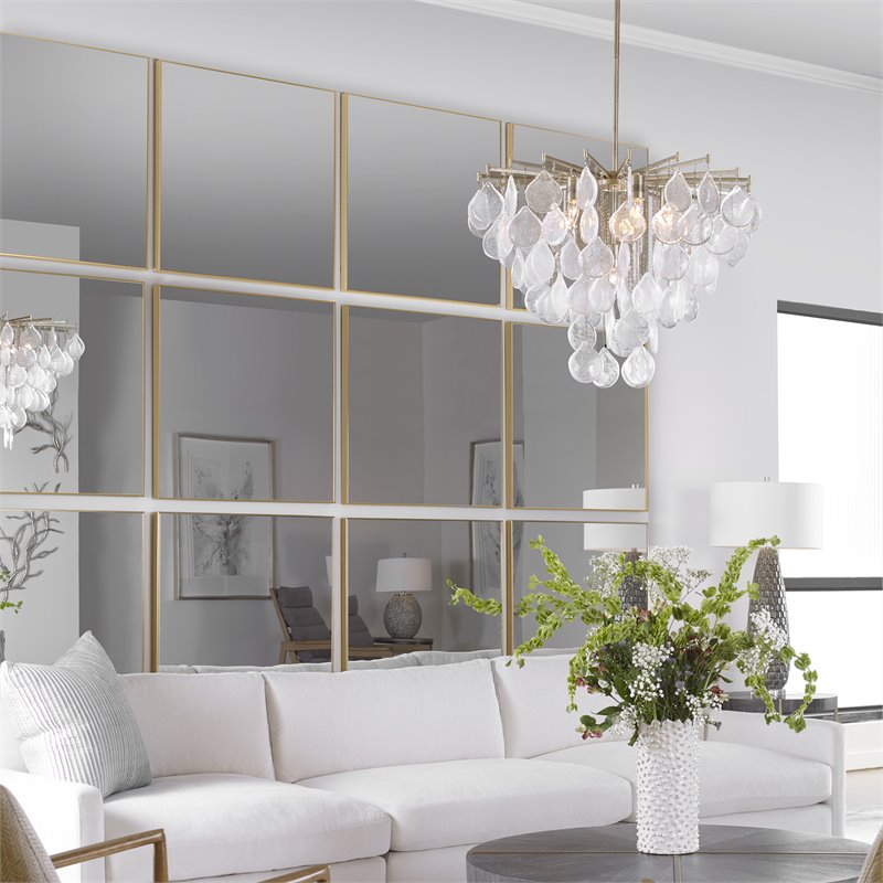 Maklaine Square Contemporary Plastic and MDF Mirror in Brushed Gold