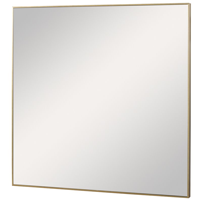 Maklaine Square Contemporary Plastic and MDF Mirror in Brushed Gold