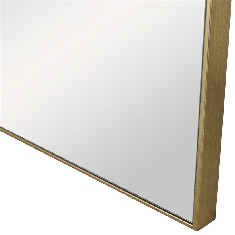 Maklaine Square Contemporary Plastic and MDF Mirror in Brushed Gold