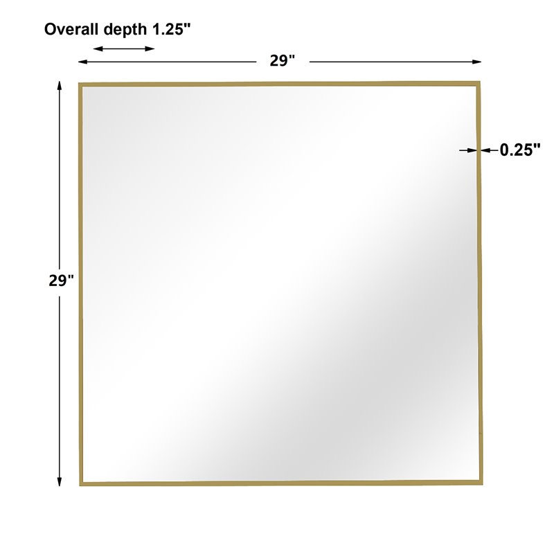 Maklaine Square Contemporary Plastic and MDF Mirror in Brushed Gold