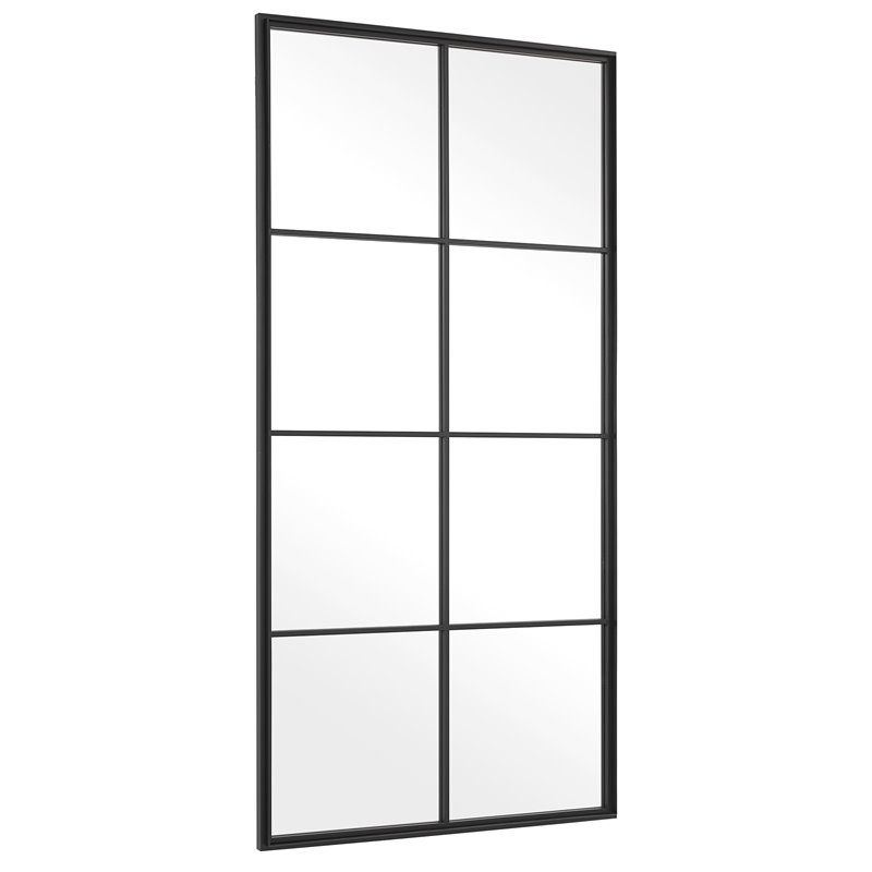 Maklaine Contemporary Iron Metal and MDF Window Mirror in Black