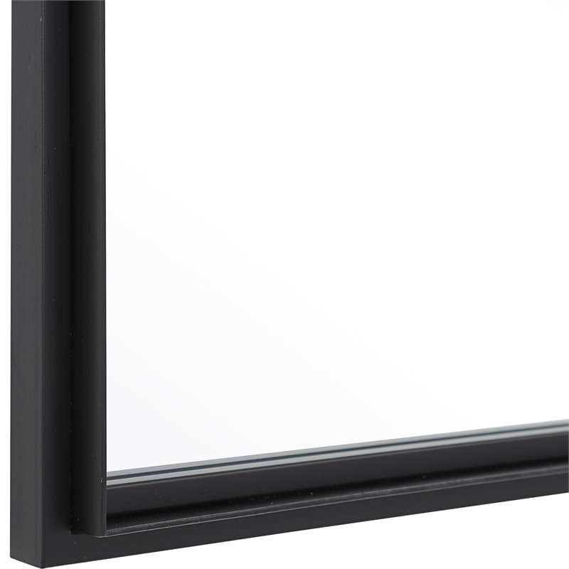 Maklaine Contemporary Iron Metal and MDF Window Mirror in Black