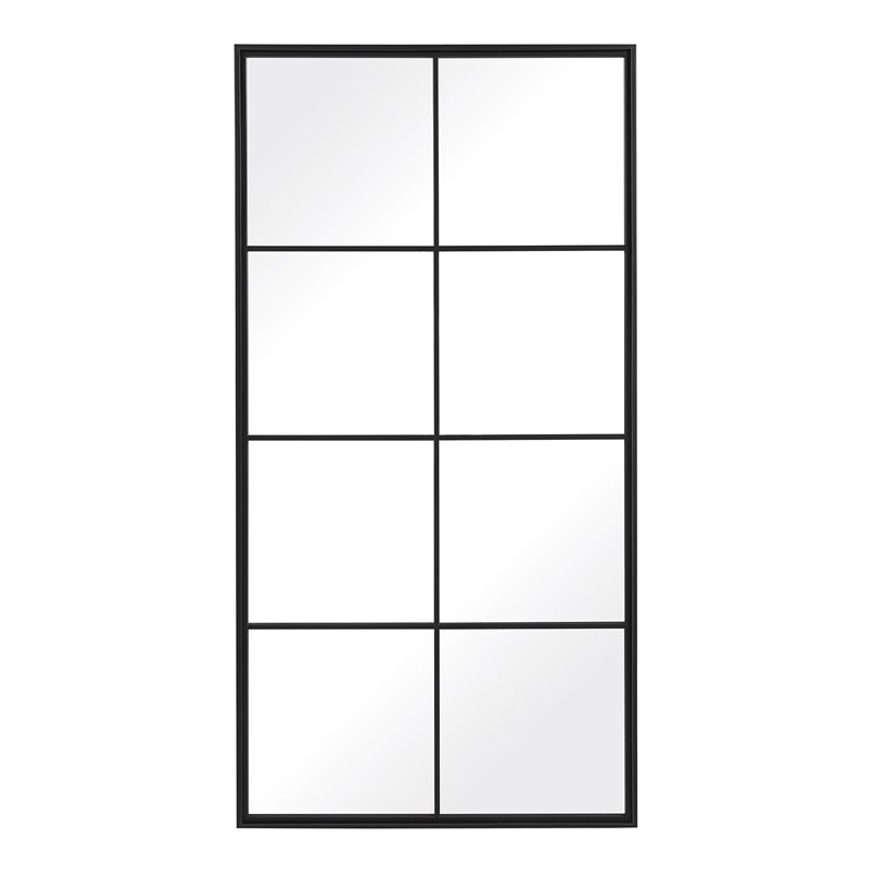 Maklaine Contemporary Iron Metal and MDF Window Mirror in Black