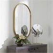Maklaine Oval Transitional Iron Metal Mirror in Lightly Antiqued Gold