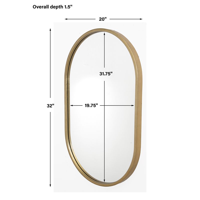 Maklaine Oval Transitional Iron Metal Mirror in Lightly Antiqued Gold