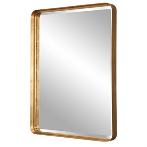Maklaine Large Iron Metal and MDF Mirror in Lightly Antiqued Gold