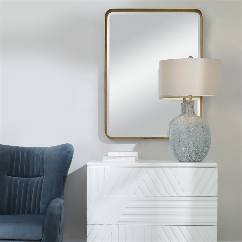 Maklaine Large Iron Metal and MDF Mirror in Lightly Antiqued Gold