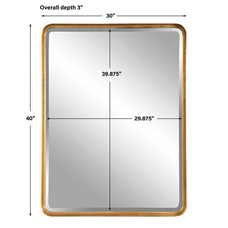 Maklaine Large Iron Metal and MDF Mirror in Lightly Antiqued Gold