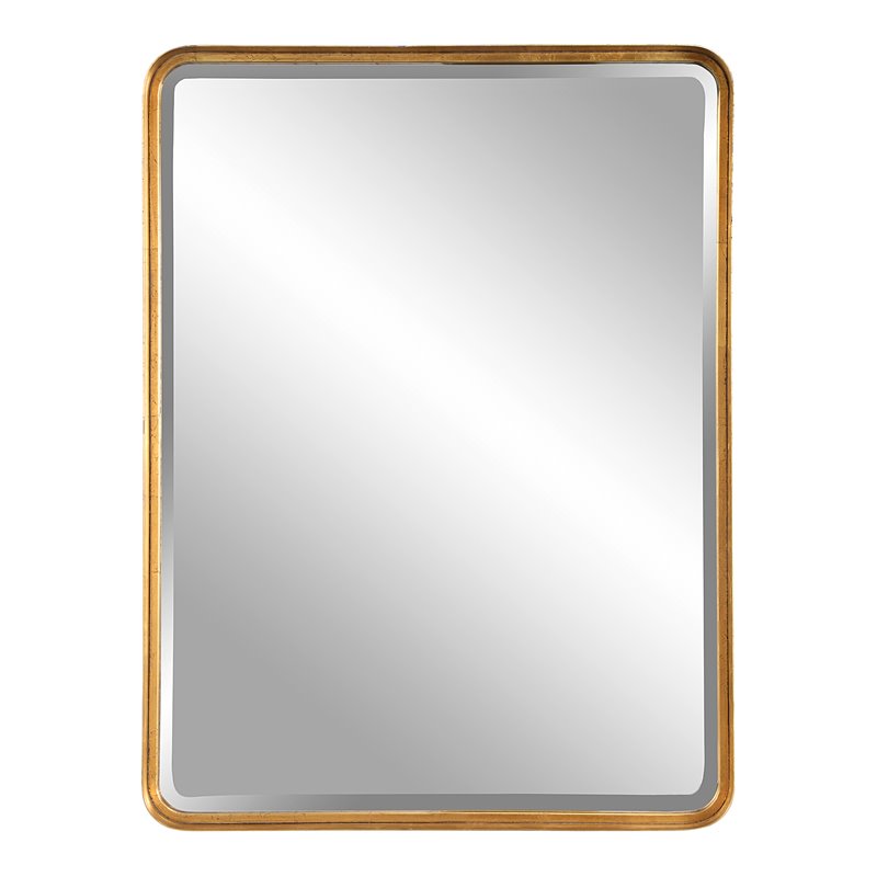 Maklaine Large Iron Metal and MDF Mirror in Lightly Antiqued Gold