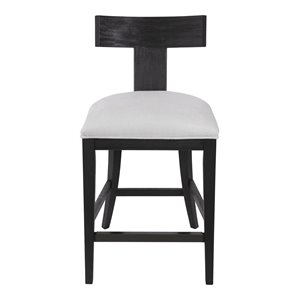 Maklaine Contemporary 26&quot Modern Wood and Fabric Counter Stool in White
