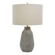 Maklaine Contemporary Ceramic and Steel Table Lamp in Neutral Gray/Taupe
