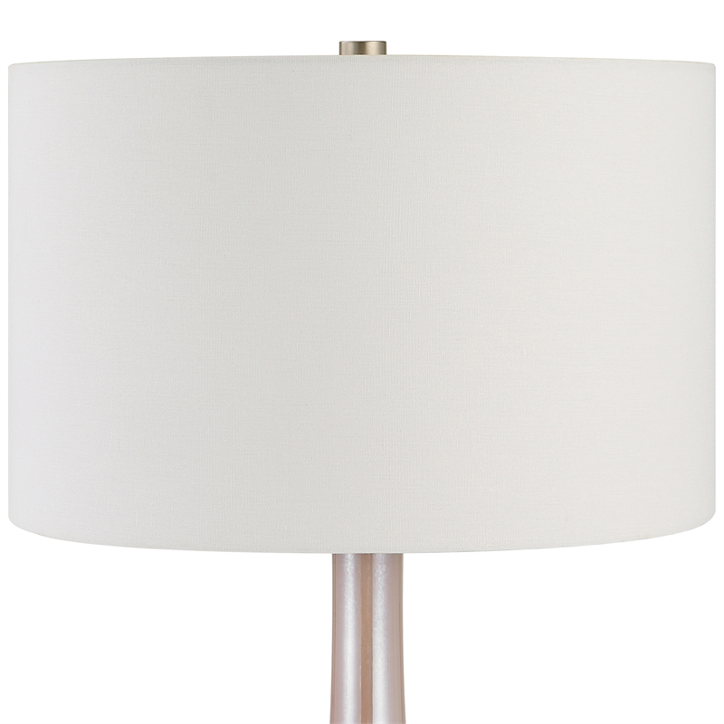 Maklaine Transitional Glass Fabric and Iron Table Lamp in Pink